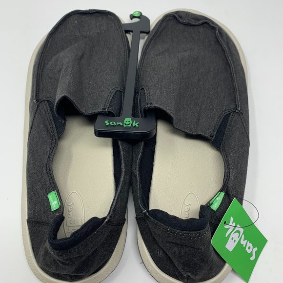 Sanuk Men's Pick Pocket Slip-on Hemp Shoes Black - Picture 2 of 6